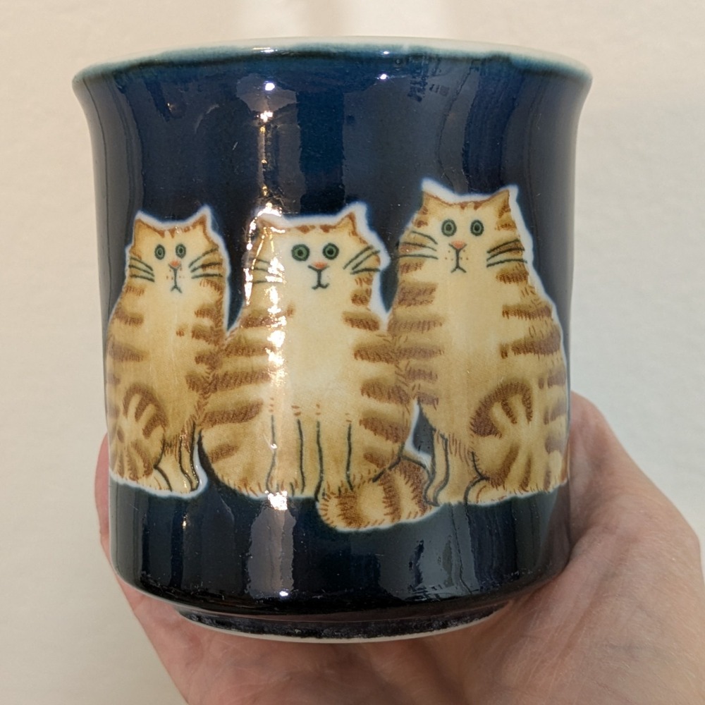 VTG Otagiri Japan 3 Cats Mug Gibson Greeting Cards Stoneware Coffee Cup Mug‎
